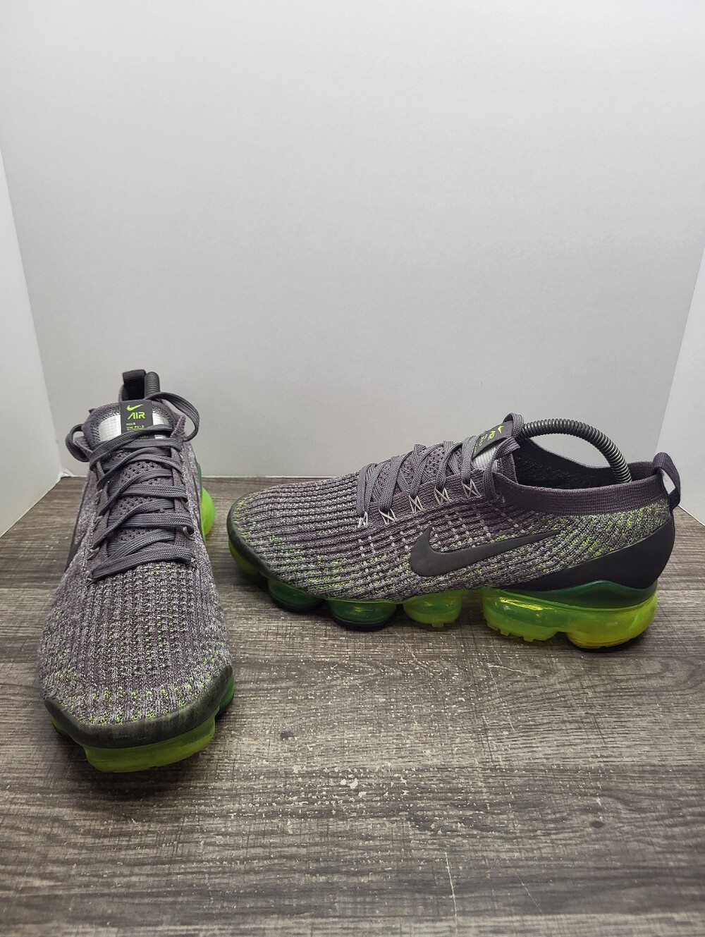 Nike Air VaporMax Flyknit 3 Grey Volt AJ6900-009 Running Shoes Men's Size 10